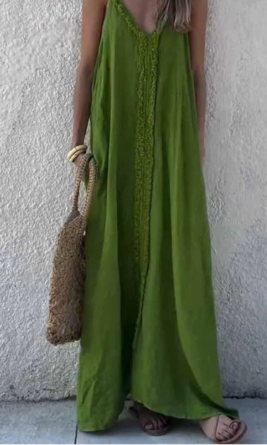 Boho Summer Loose Sling Dress – same ANTHEM Free Spirit Fashion - Green / L