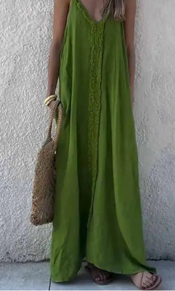 Boho Summer Loose Sling Dress – same ANTHEM Free Spirit Fashion - Green / L