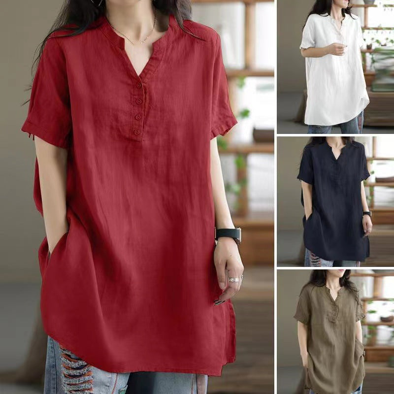 Boho V-Neck Button Tee – same ANTHEM Dreamy & Free-Spirited Fashion
