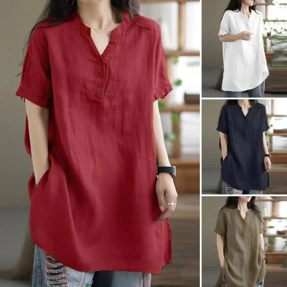 Boho V-Neck Button Tee – same ANTHEM Dreamy & Free-Spirited Fashion