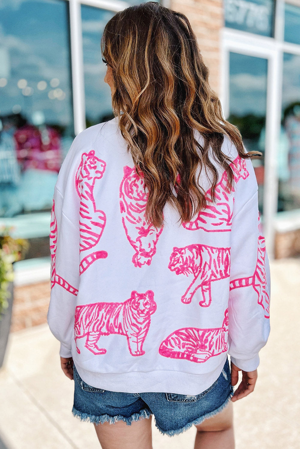 Bright White Pink Animal Print Sweatshirt – same ANTHEM | Dreamy Streetwear for Soulmates