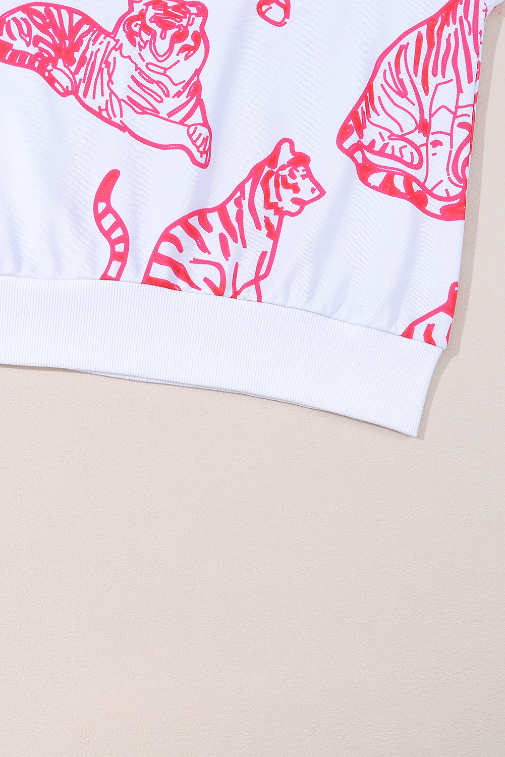 Bright White Pink Animal Print Sweatshirt – same ANTHEM | Dreamy Streetwear for Soulmates