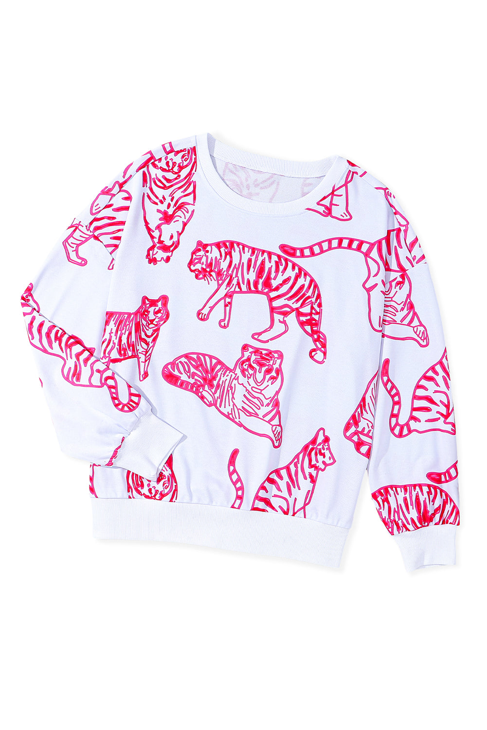 Bright White Pink Animal Print Sweatshirt – same ANTHEM | Dreamy Streetwear for Soulmates