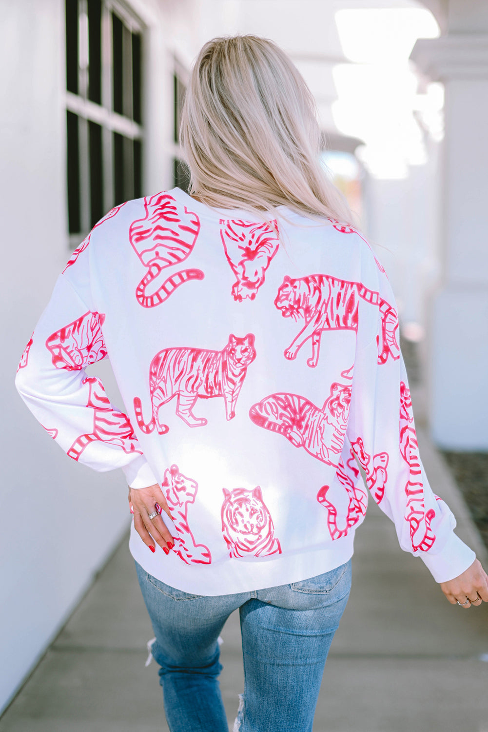 Bright White Pink Animal Print Sweatshirt – same ANTHEM | Dreamy Streetwear for Soulmates