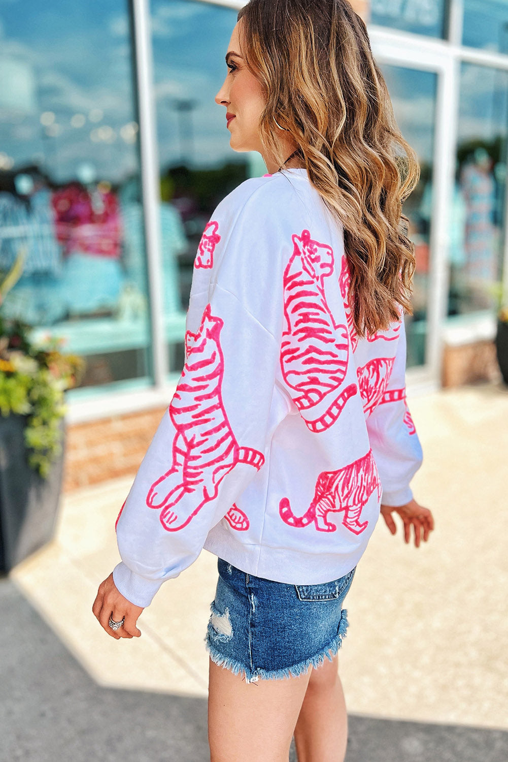 Bright White Pink Animal Print Sweatshirt – same ANTHEM | Dreamy Streetwear for Soulmates