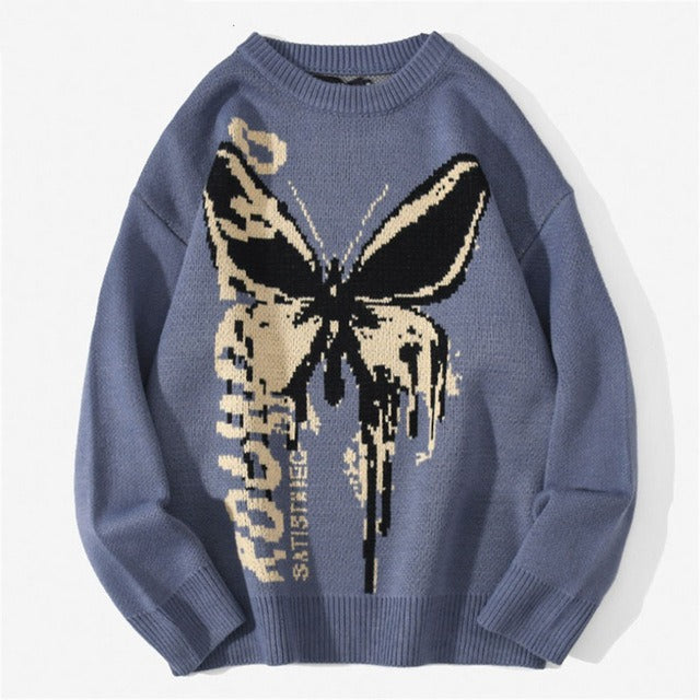 Butterfly Knit Sweater – dreamy soulmate streetwear | same ANTHEM. - Blue / M