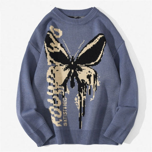 Butterfly Knit Sweater – dreamy soulmate streetwear | same ANTHEM. - Blue / M