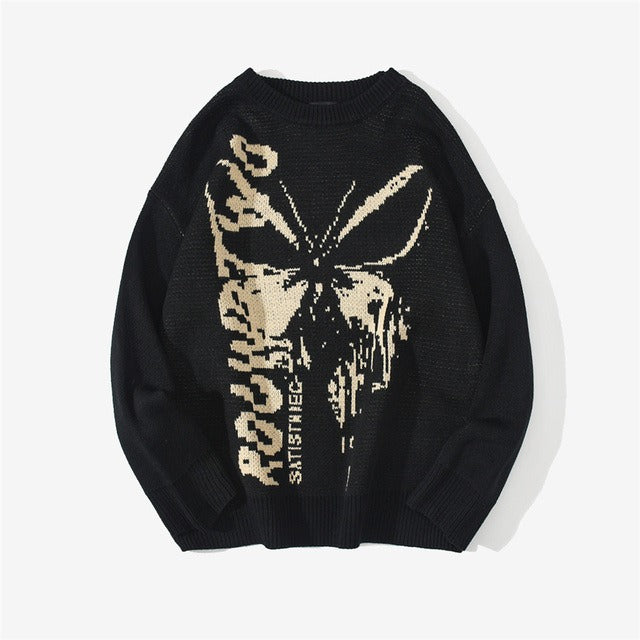Butterfly Knit Sweater – dreamy soulmate streetwear | same ANTHEM. - Black / L