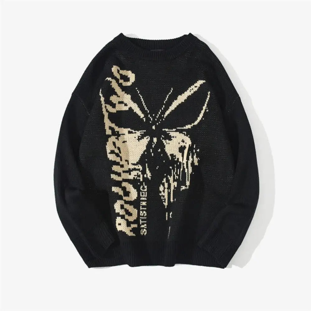 Butterfly Knit Sweater – dreamy soulmate streetwear | same ANTHEM. - Black / L