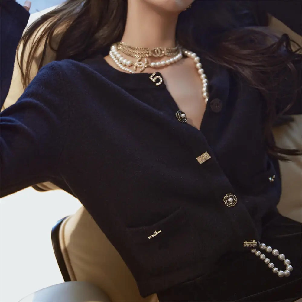 Femininity Button Up Sweater Coat Knitted Cardigan - Bag