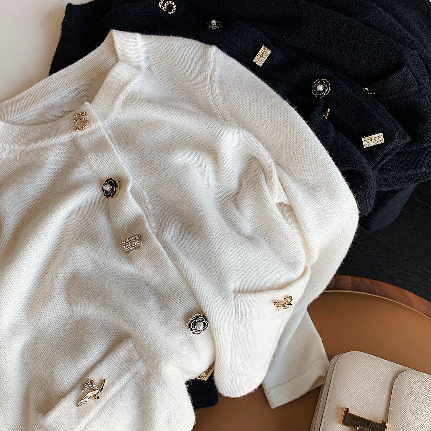 Femininity Button Up Sweater Coat Knitted Cardigan - Bag