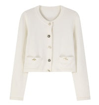 Femininity Button Up Sweater Coat Knitted Cardigan - Crewneck Knitwear White / L - Bag