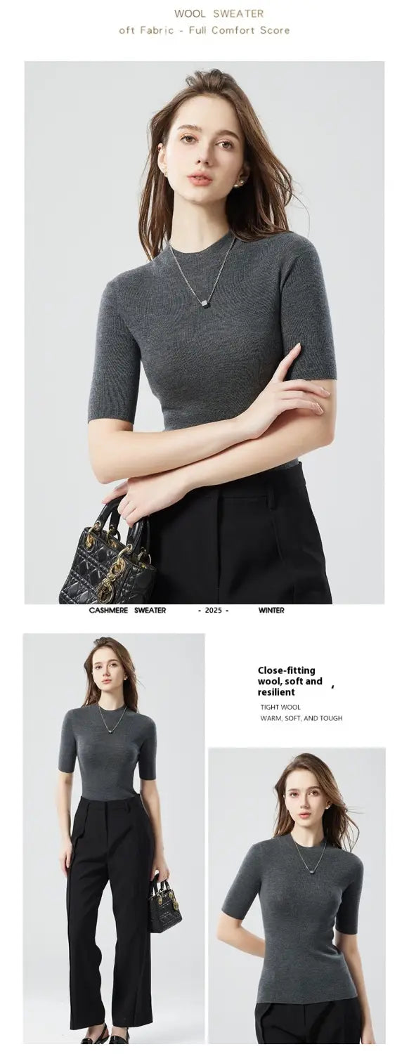 Woolen Turtleneck Short Sweater | same ANTHEM.