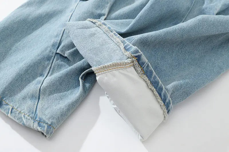 Vintage Vintage Washed Irregular Pleated Jeans