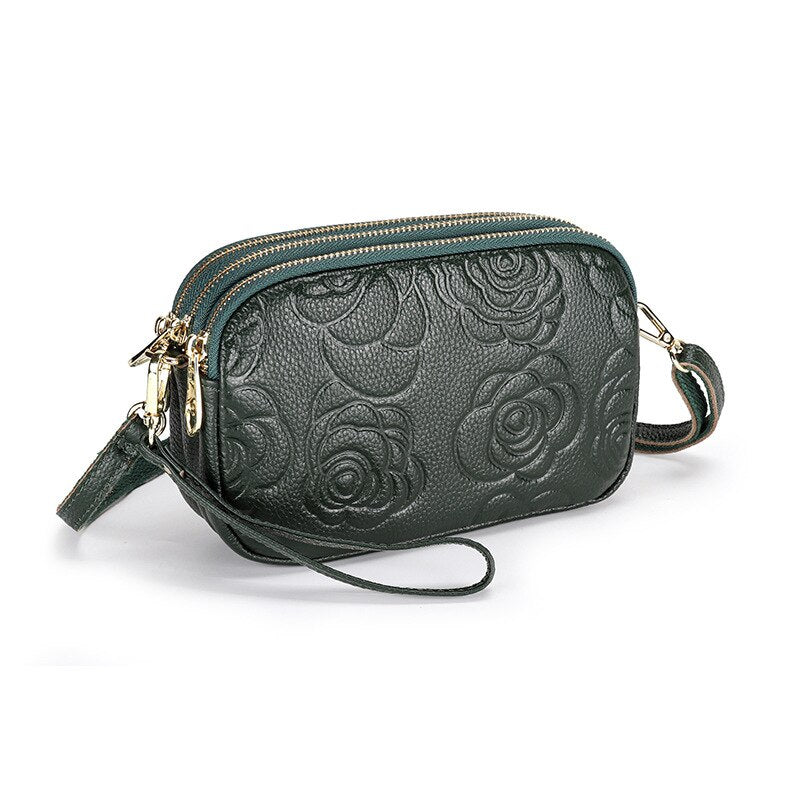 Camellia Leather Messenger Bag | Soulmate Streetwear by same ANTHEM. - Green / 20x12x6cm