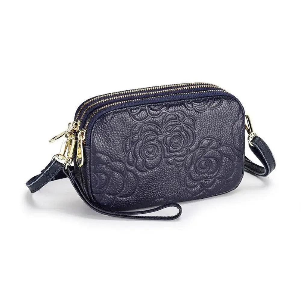 Camellia Leather Messenger Bag | Soulmate Streetwear by same ANTHEM. - Blue / 20x12x6cm