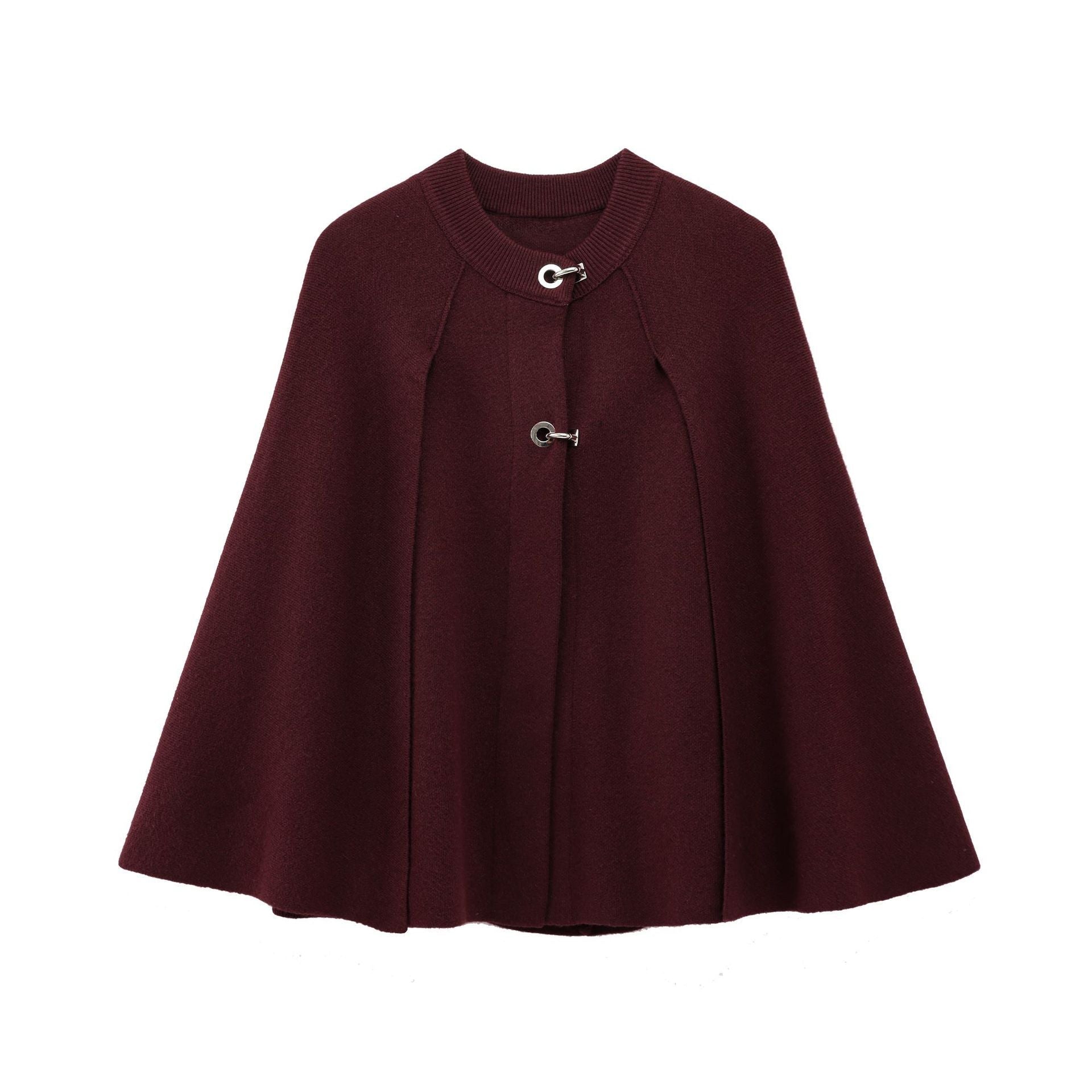 Cape Round Neck Long Sleeve Knitted Sweater Coat | same ANTHEM.