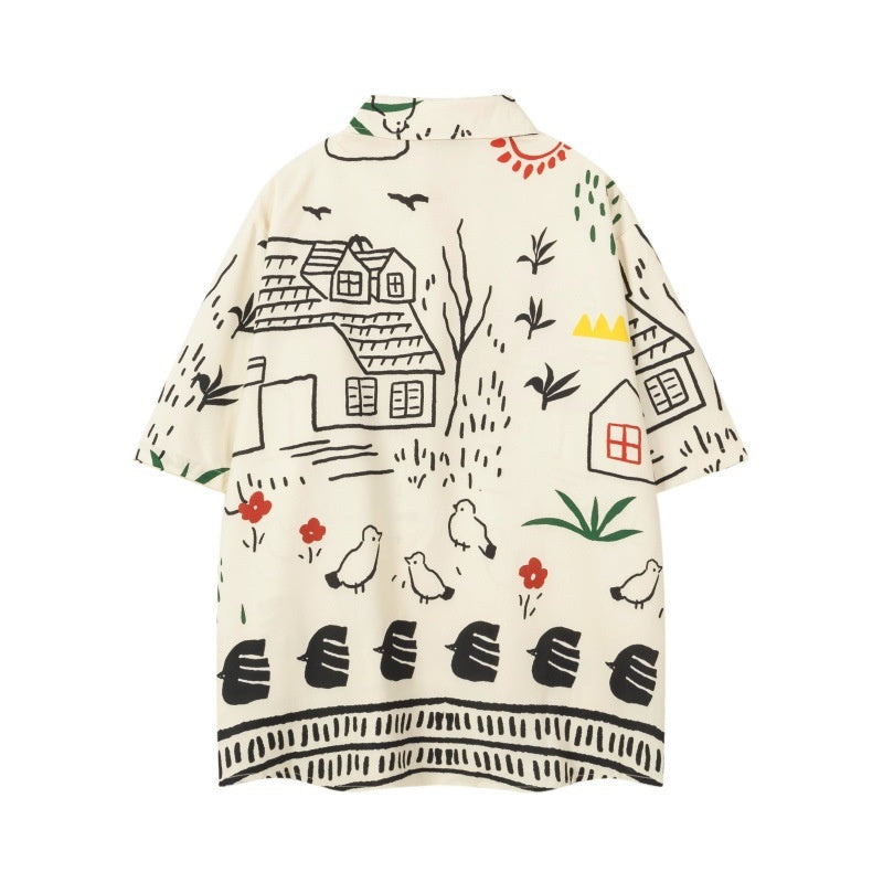 Cartoon Printed Loose Shirt – same ANTHEM. Playful Soulmate Streetwear for Men