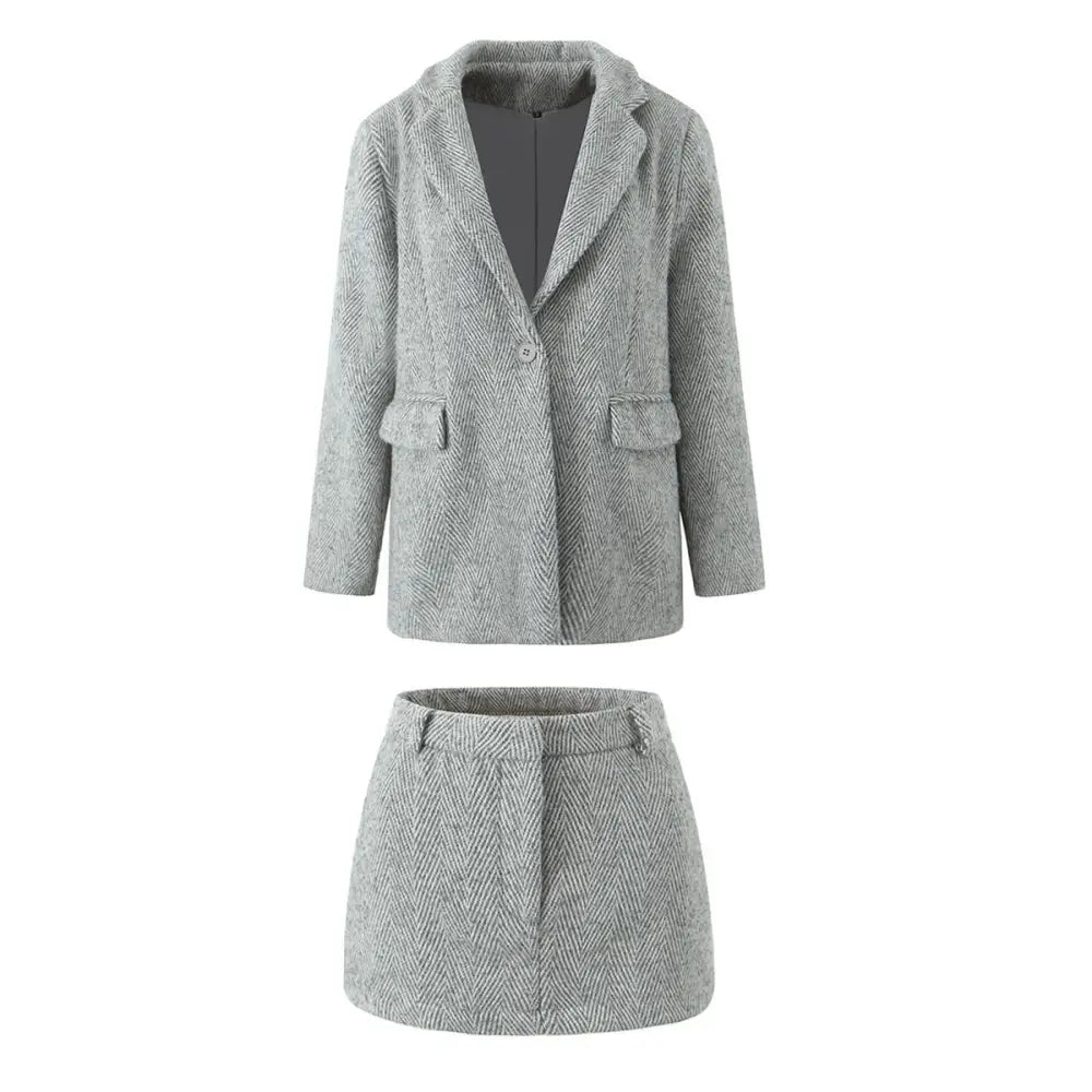Casual Chic Woolen Suit Set – same ANTHEM - light gray set / S