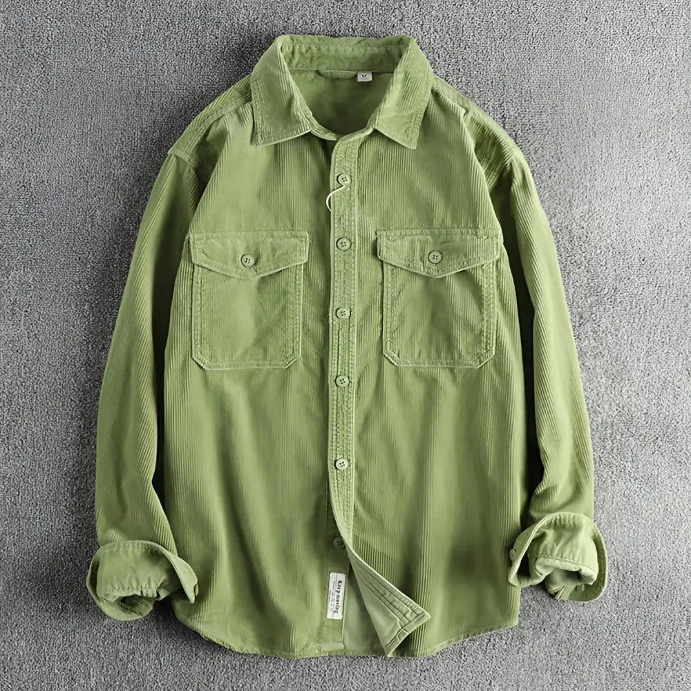Casual Corduroy Cotton Long-Sleeved Shirt for Men | same ANTHEM - Apple Green / 2XL