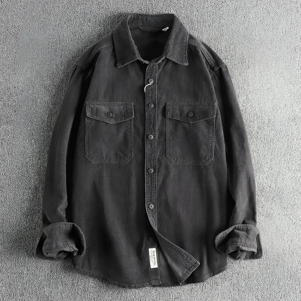 Casual Corduroy Cotton Long-Sleeved Shirt for Men | same ANTHEM - Dark Gray / 2XL