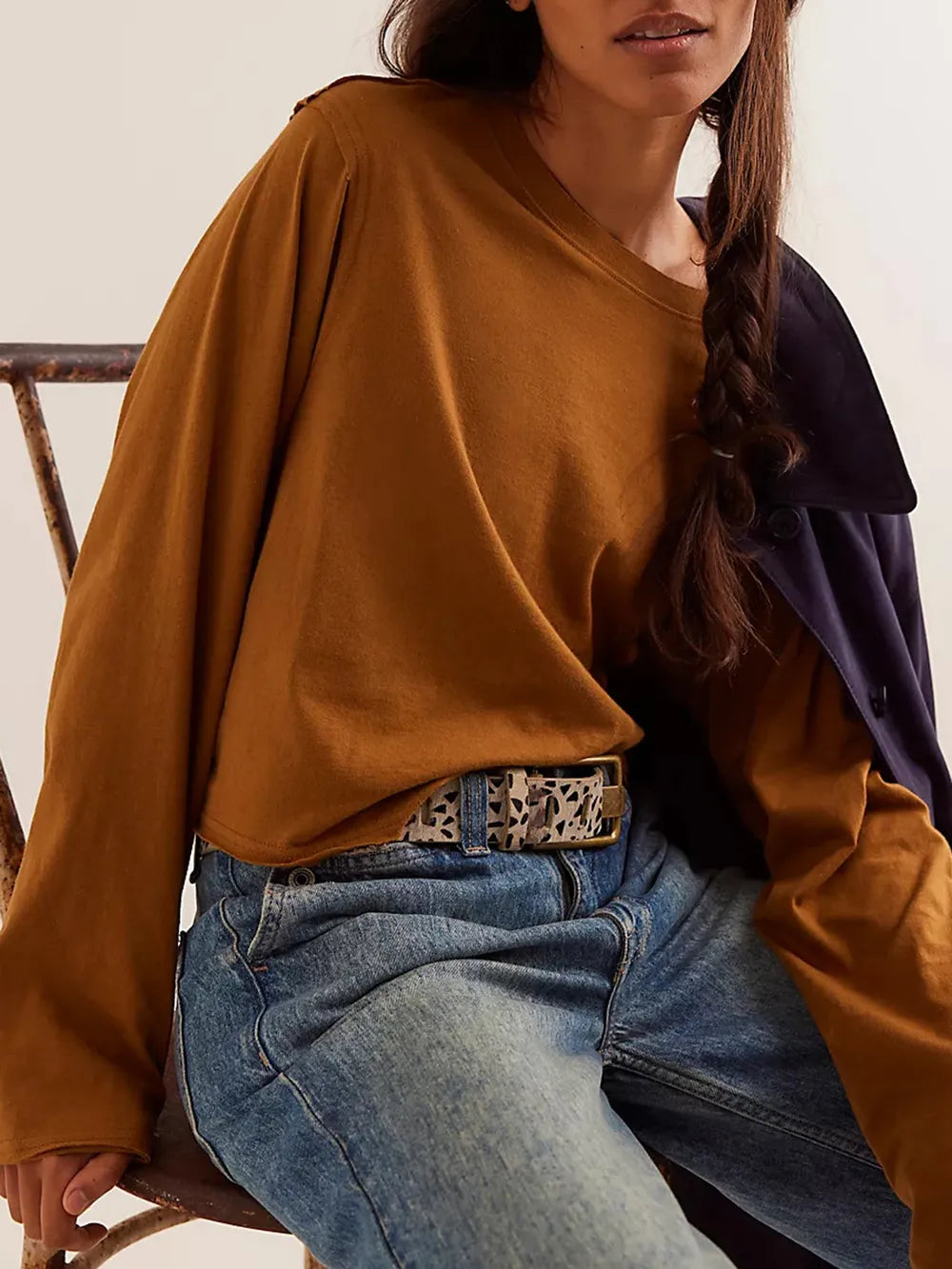 Casual Cropped Long Sleeve Shirt – same ANTHEM | Everyday Soulmate Style - Caramel / M