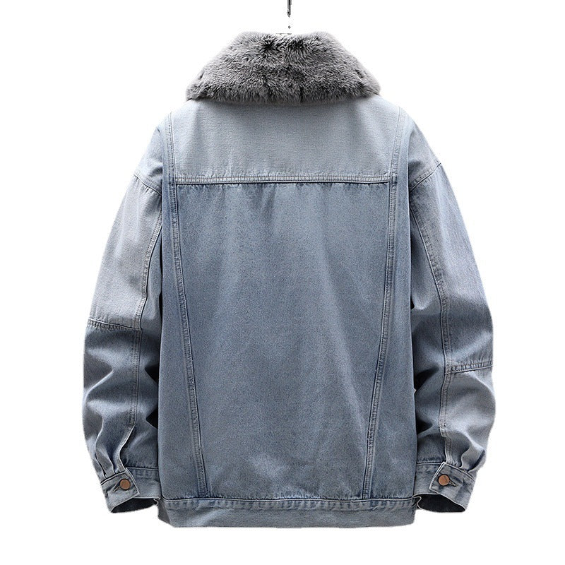 Casual Denim Jacket with Fur Collar | same ANTHEM. Men’s Coats