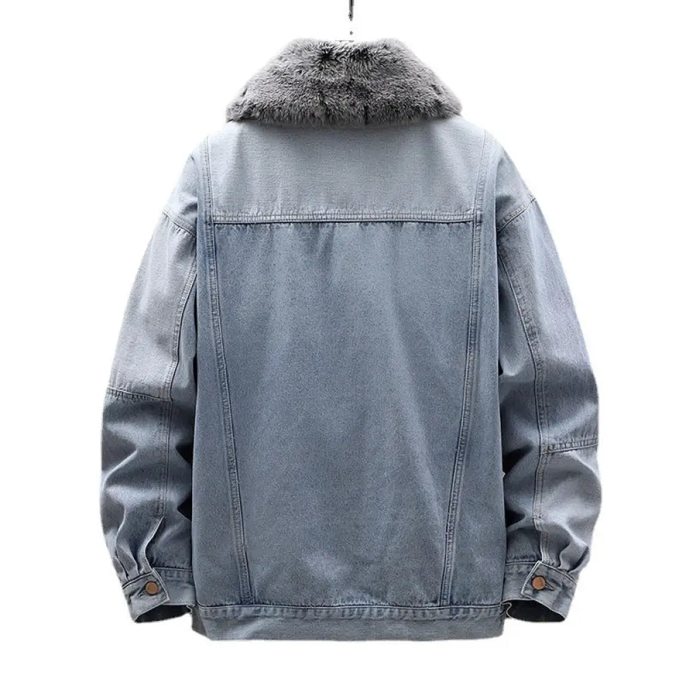 Casual Denim Jacket with Fur Collar | same ANTHEM. Men’s Coats