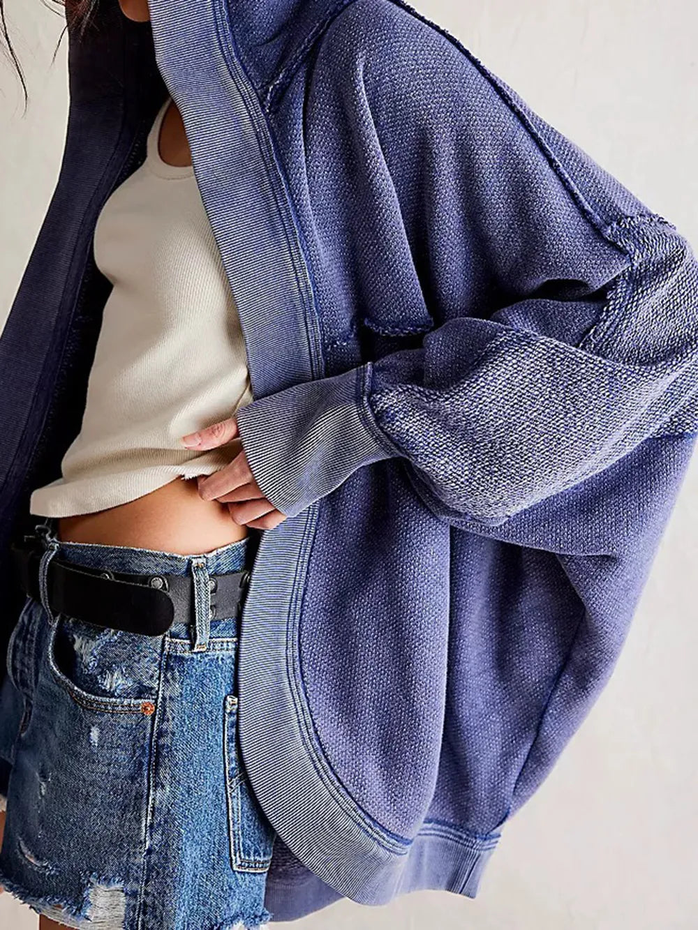 Casual Hoodie Cardigan – High-End Soulmate Streetwear | same ANTHEM - Dusty Blue / M