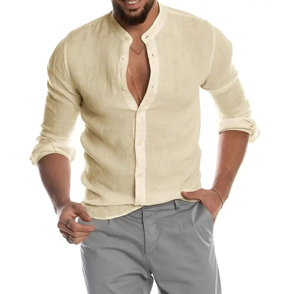 Casual Linen Shirt Men – Soulmate Streetwear | same ANTHEM - Khaki / 3XL