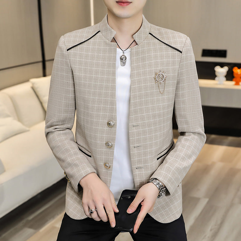 Casual Marine-Inspired Men’s Leisure Suit Jacket | Uniform Style Tailored Streetwear | same ANTHEM - Khaki / 3XL