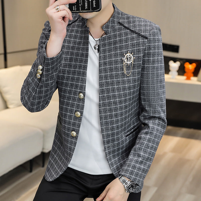 Casual Marine-Inspired Men’s Leisure Suit Jacket | Uniform Style Tailored Streetwear | same ANTHEM - Gray / 3XL