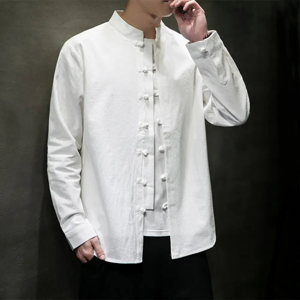 Casual Men’s Embroidery Buckle Hanfu Shirt Coat – Cool Everyday Layer | same ANTHEM