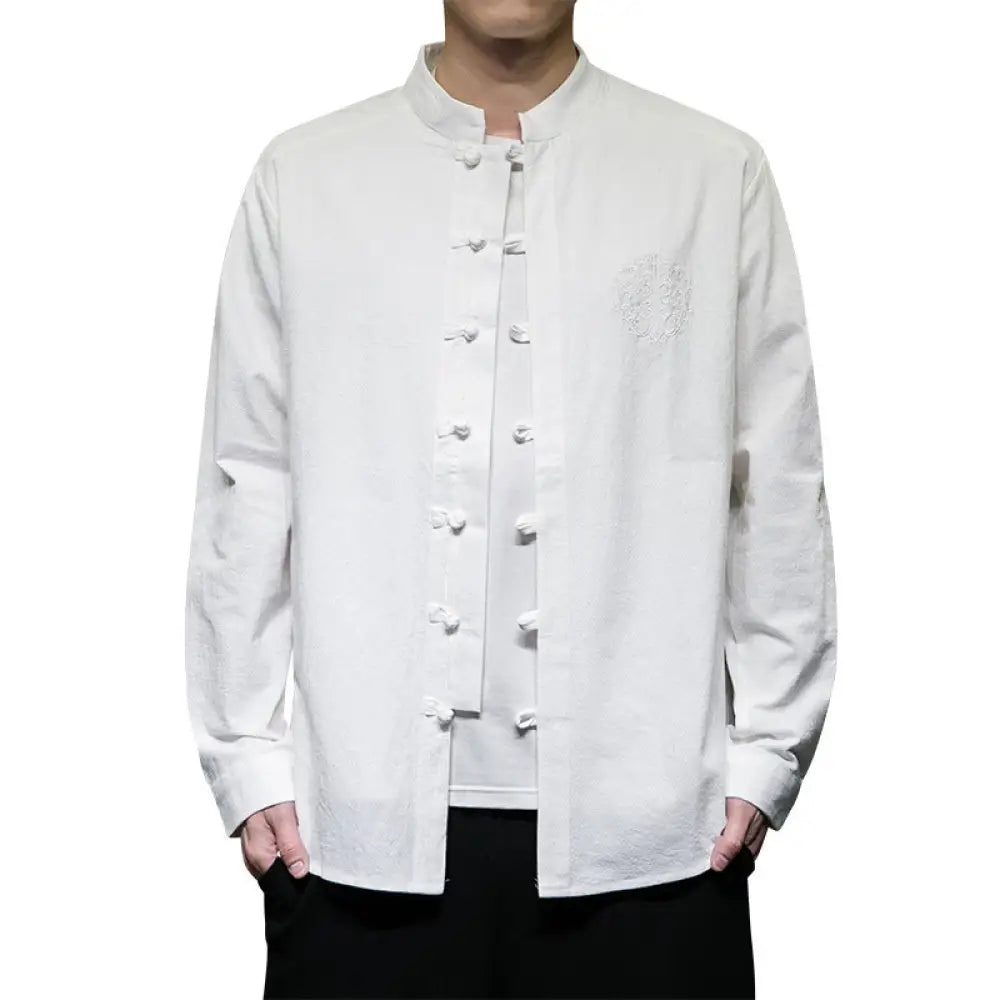 Casual Men’s Embroidery Buckle Hanfu Shirt Coat – Cool Everyday Layer | same ANTHEM