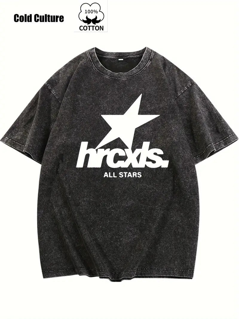 Casual Men’s Printed Short Sleeved Shirt – ALL STARS | same ANTHEM - Black / 2XL