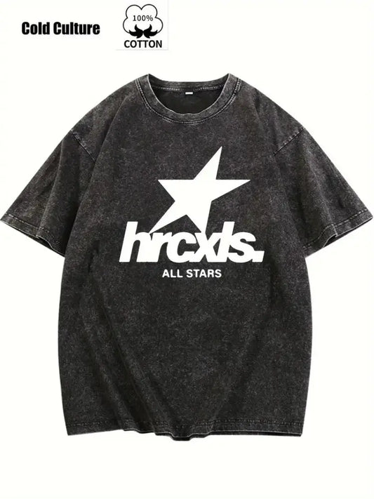 Casual Men’s Printed Short Sleeved Shirt – ALL STARS | same ANTHEM - Black / 2XL