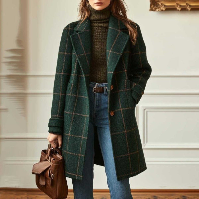 Casual Plaid Coat | same ANTHEM. - Dark Green / S