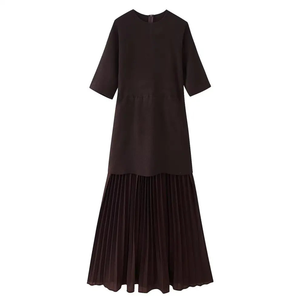 Casual Pleated Dress – same ANTHEM - coffee / S