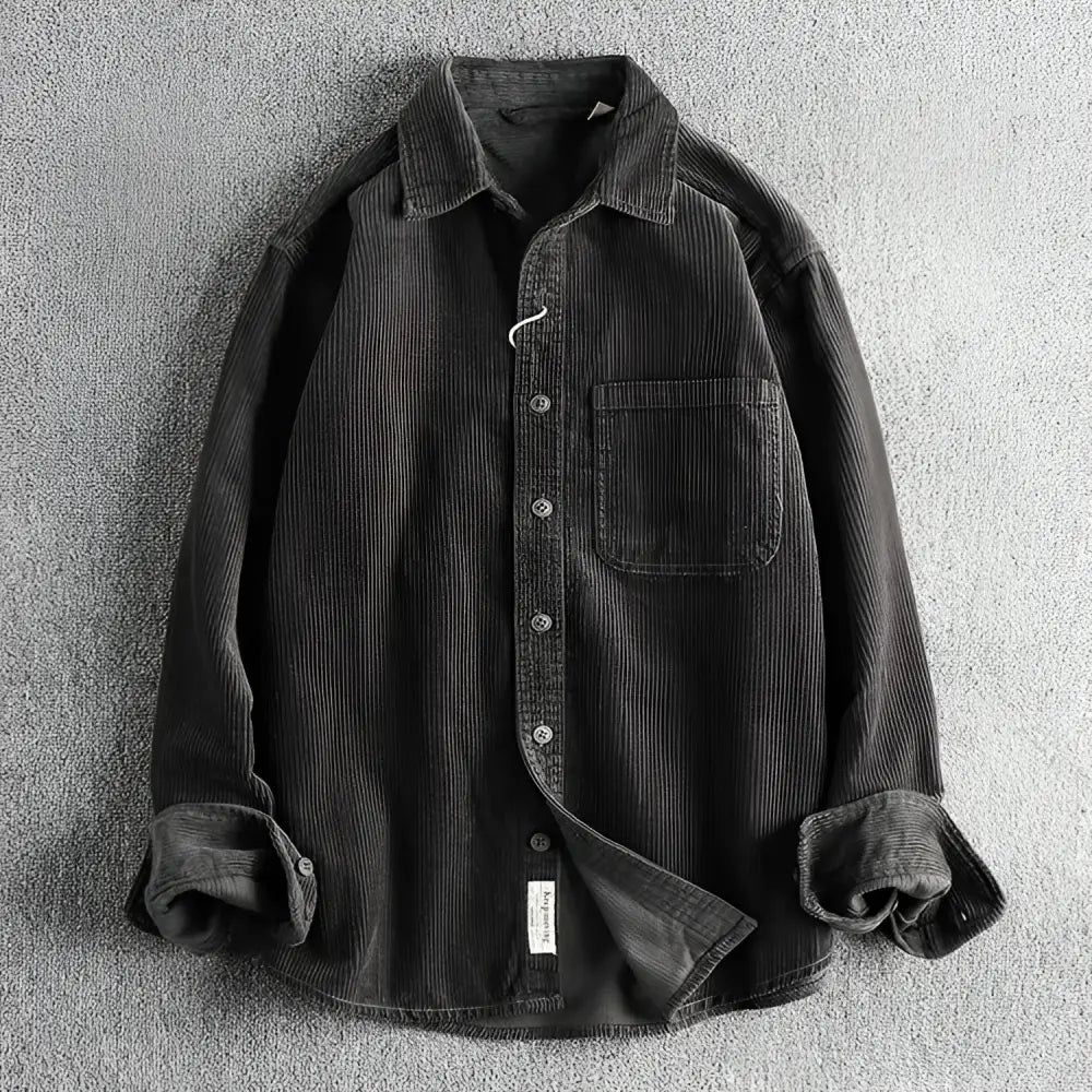 Casual Pure Cotton Corduroy Washed Long Sleeve Shirt for Men | same ANTHEM - Iron Gray 42 / 2XL