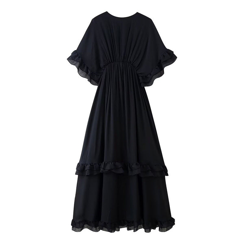 Casual Romantic V-Neck Ruffle Long Dress – Soulmate Streetwear | same ANTHEM.