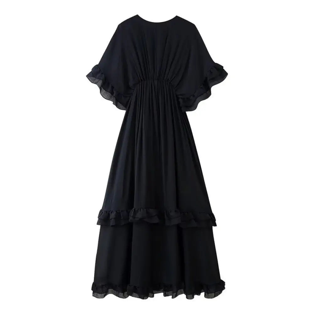 Casual Romantic V-Neck Ruffle Long Dress – Soulmate Streetwear | same ANTHEM.