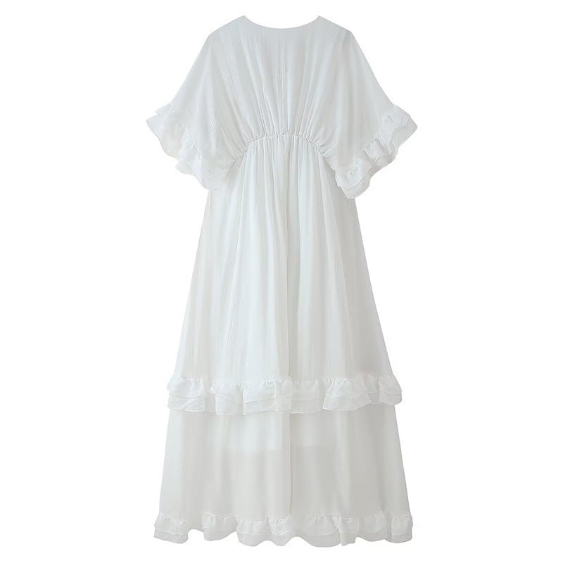 Casual Romantic V-Neck Ruffle Long Dress – Soulmate Streetwear | same ANTHEM.