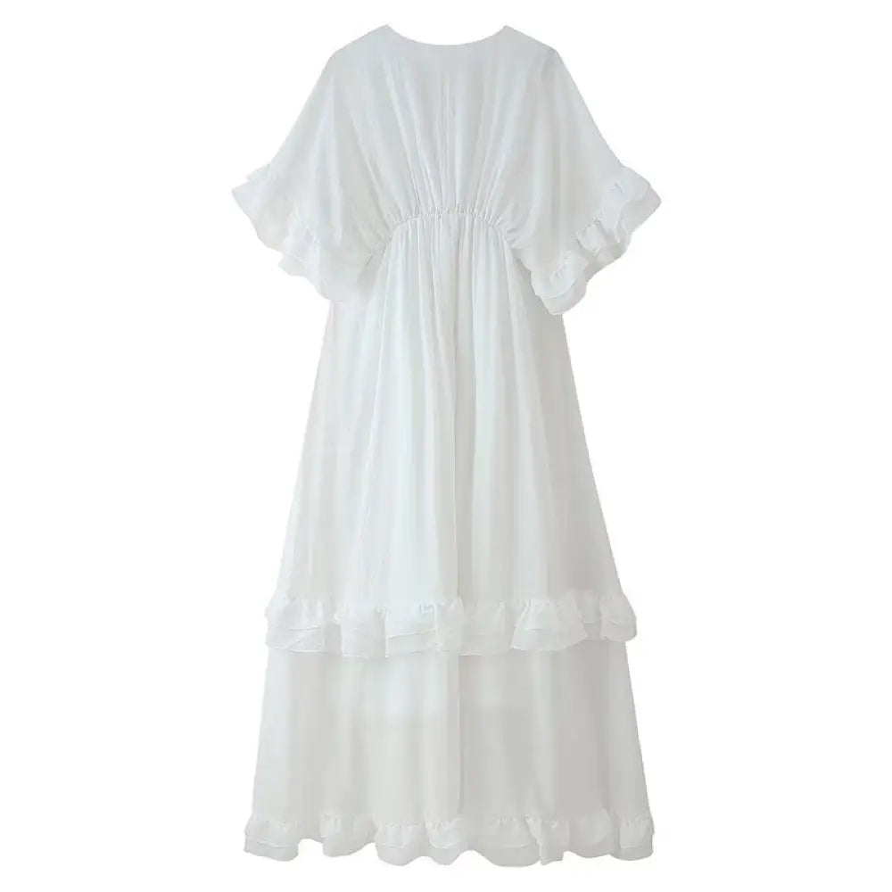 Casual Romantic V-Neck Ruffle Long Dress – Soulmate Streetwear | same ANTHEM.