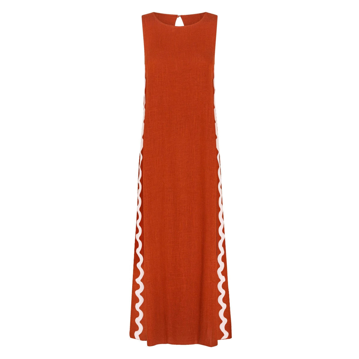 Casual Sleeveless Round Neck Solid Color Stitching Lace Split Dress | Everyday Moroccan Style | same ANTHEM