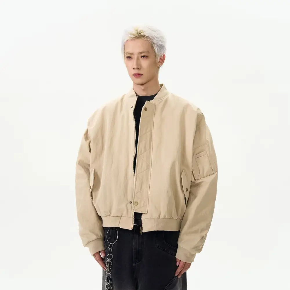 Casual Vibe Short Baseball & Workwear Jacket – same ANTHEM Soulmate Streetwear - Khaki / M