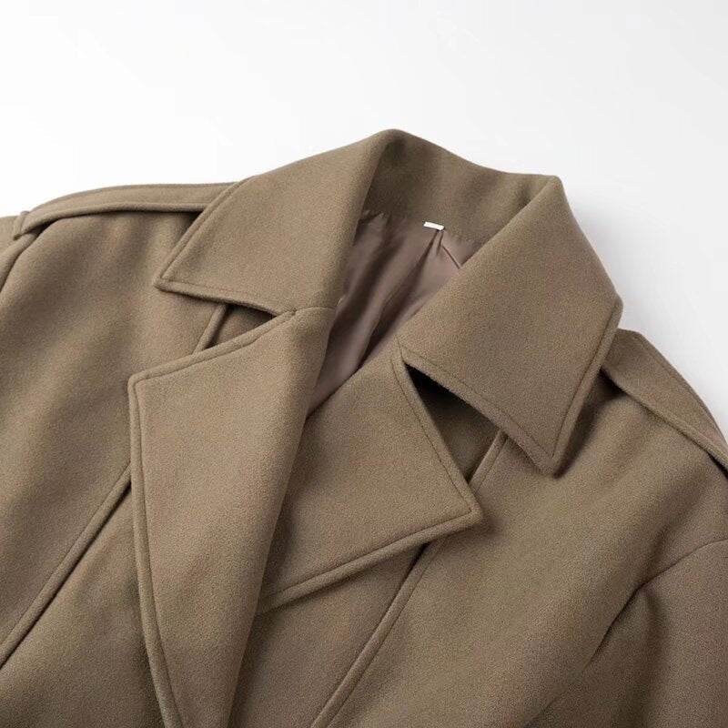 Casual Woolen Coat with Belt | Loose Lapel Long Sleeve | soulmate wear | same ANTHEM