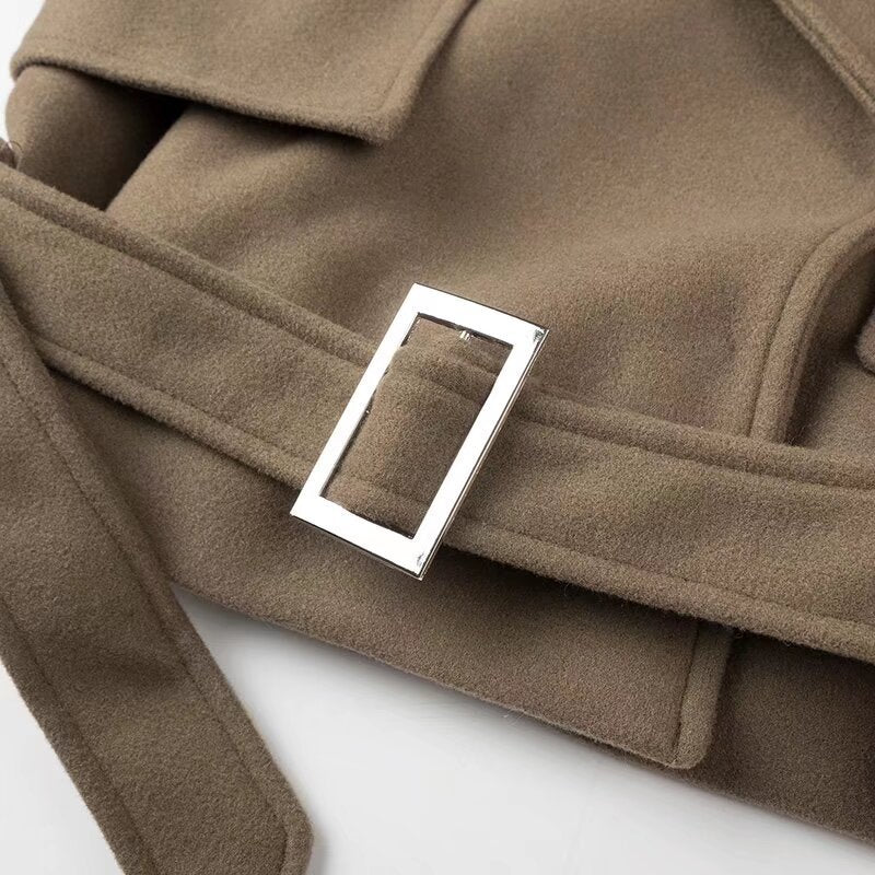 Casual Woolen Coat with Belt | Loose Lapel Long Sleeve | soulmate wear | same ANTHEM