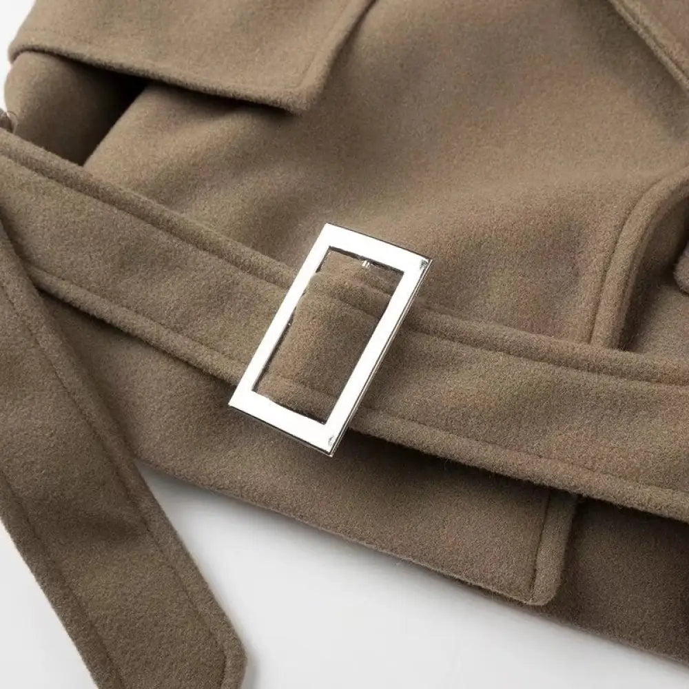 Casual Woolen Coat with Belt | Loose Lapel Long Sleeve | soulmate wear | same ANTHEM