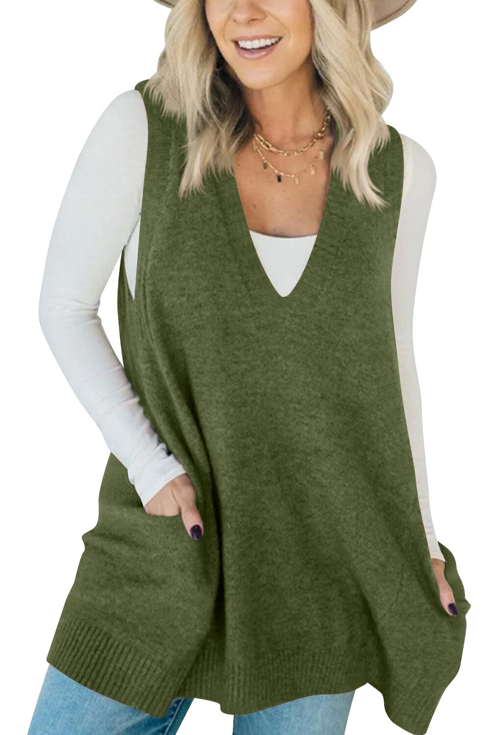 Casual Woolen Lover’s Dress | same ANTHEM® Cozy Style - Army Green / L