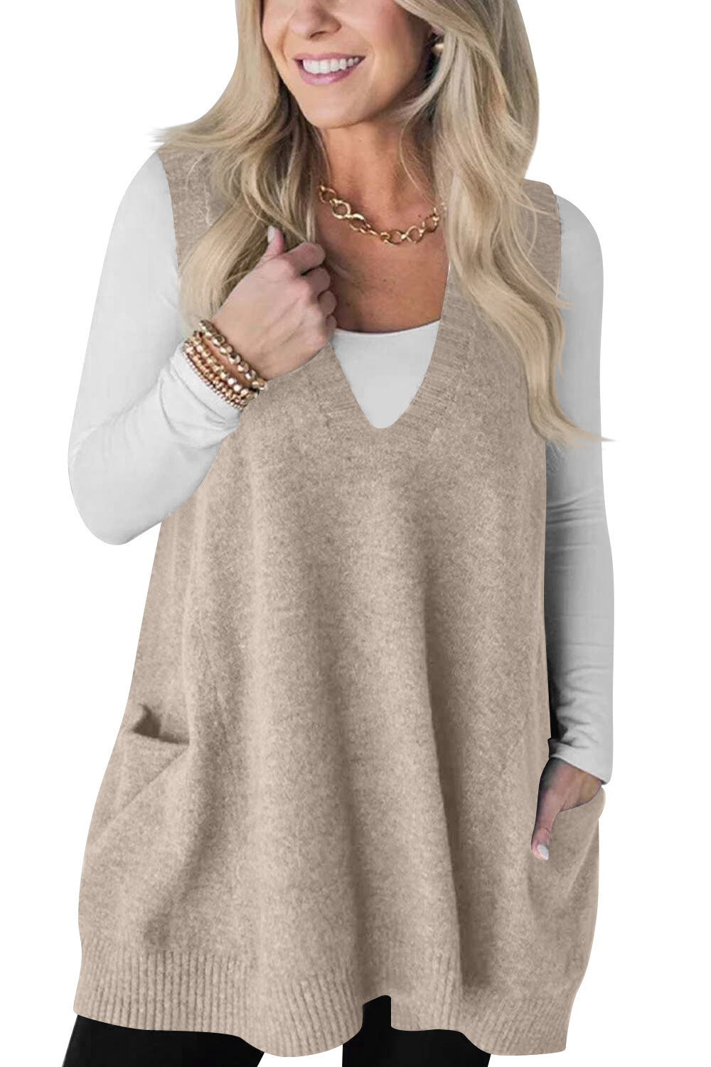 Casual Woolen Lover’s Dress | same ANTHEM® Cozy Style - Gray Chip Apricot / L